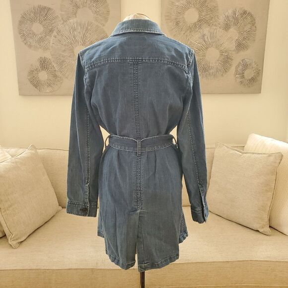 Banana Republic Denim Waist Tie Button Up Dress sz Med - Picture 7 of 11